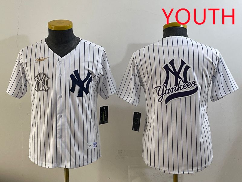 Youth 2025 New York Yankees Blank White Stripe Throwback Nike MLB Jersey style 7